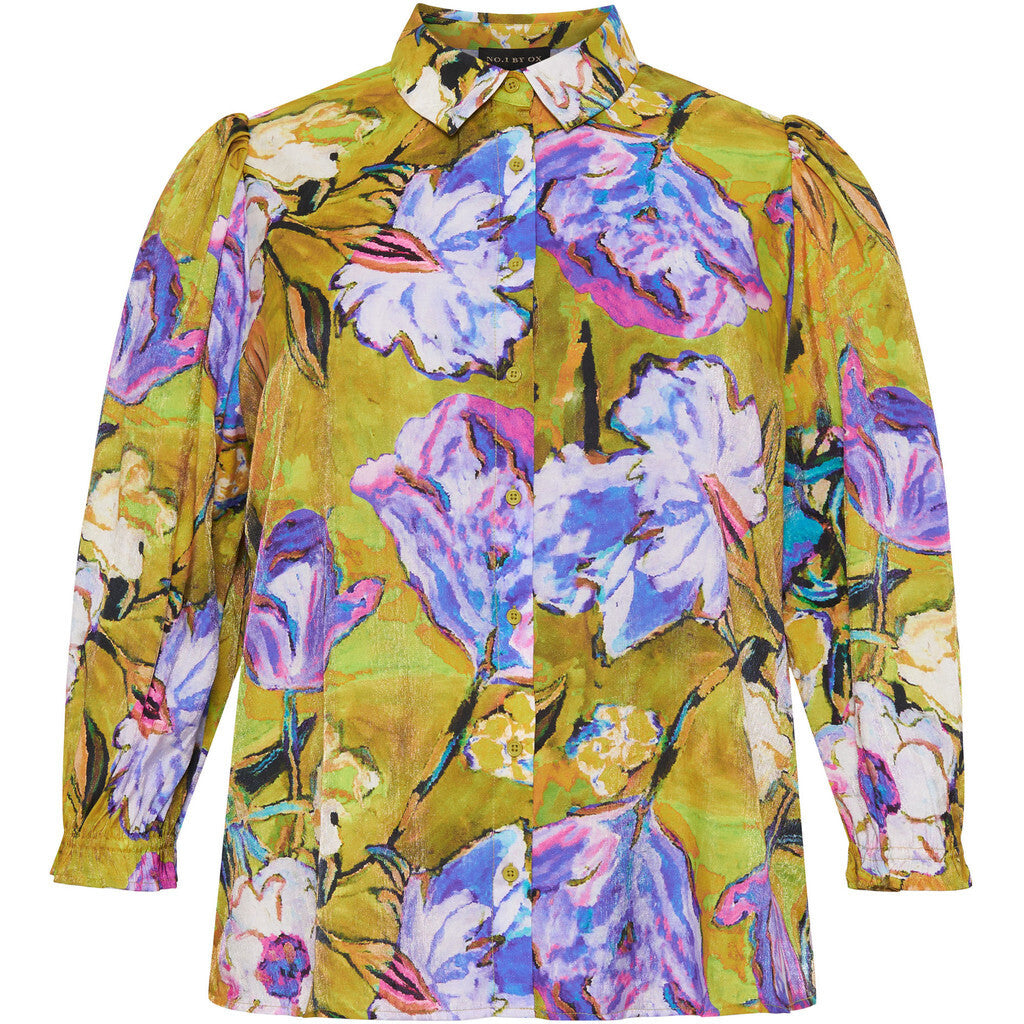 NO. 1 BY OX Skjorte med blomsterprint Skjorter Yellow and Blue Graphic Print
