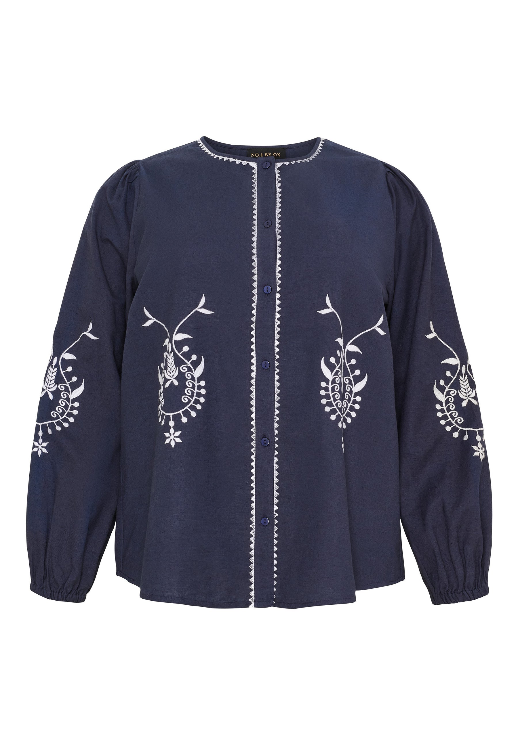 NO. 1 BY OX Skjorte med broderi detaljer Skjorter Blå