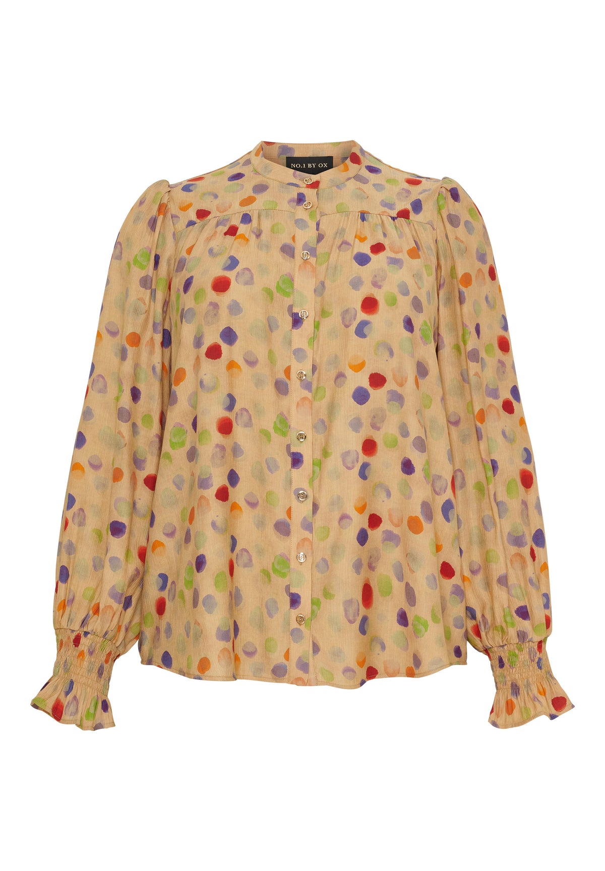 NO. 1 BY OX Skjorte med prikker Skjorter Sand w Multicolered dots