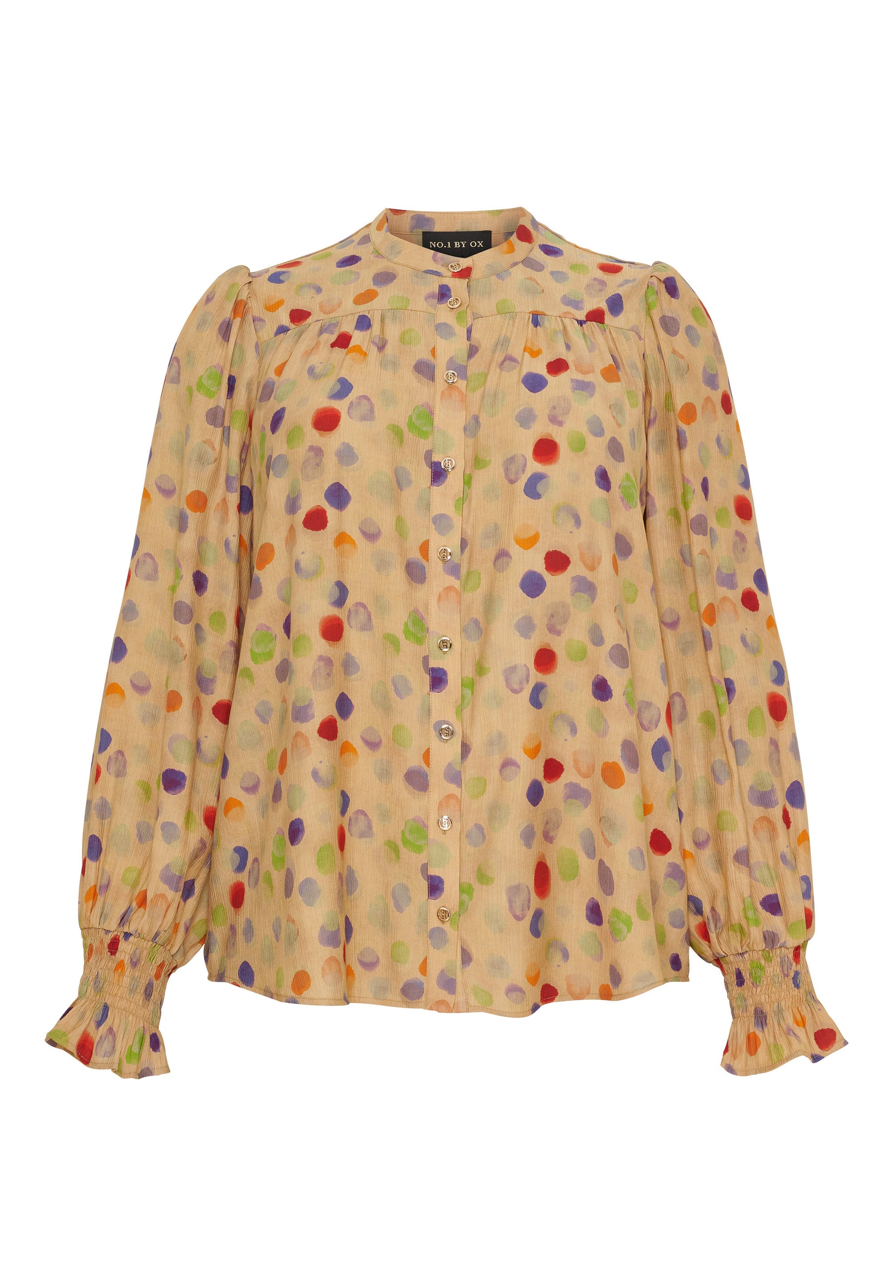NO. 1 BY OX Skjorte med prikker Skjorter Sand w Multicolered dots