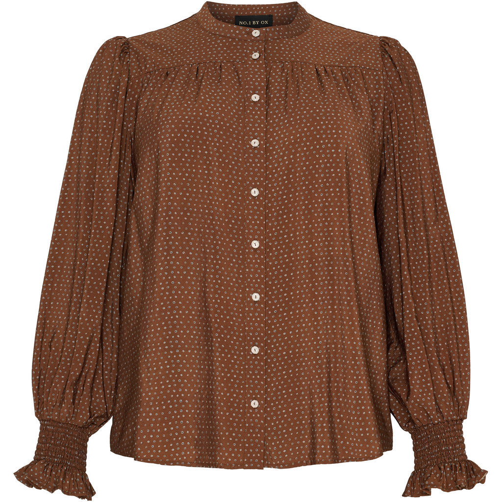 NO. 1 BY OX Skjorte med prikker Skjorter Brown w White Black Dots