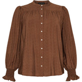 NO. 1 BY OX Skjorte med prikker Skjorter Brown w White Black Dots