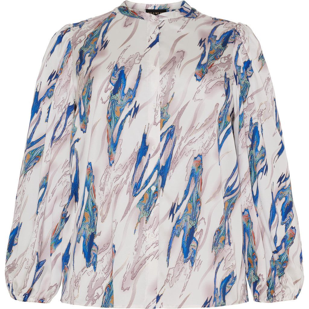 NO. 1 BY OX Skjorte med rund halsudskæring Skjorter White w Blue blush waves and gold foil lines