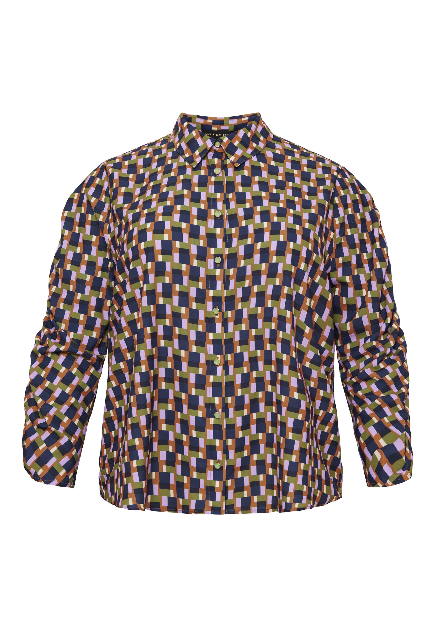 NO. 1 BY OX Skjorte med tern Skjorter Spring Green - Navy Blue - Camel Squares