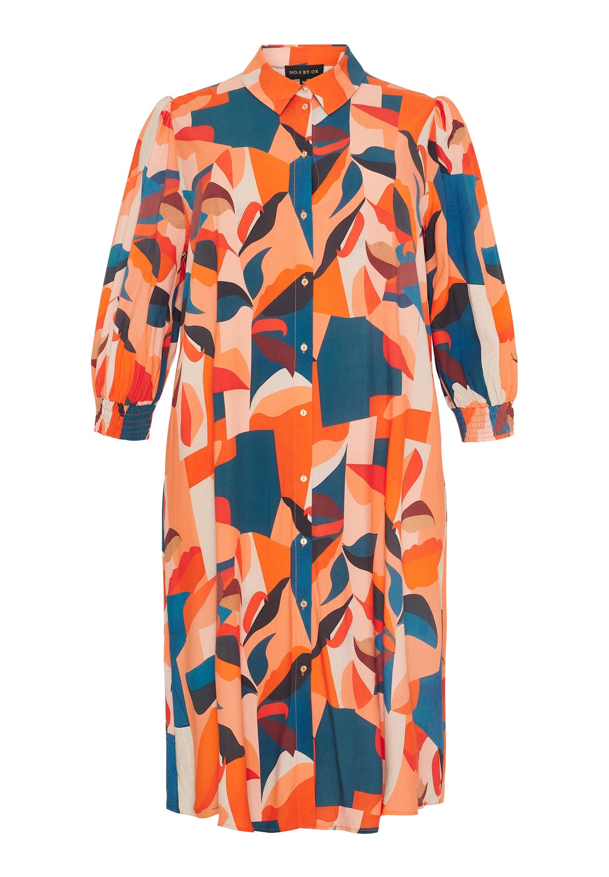 NO. 1 BY OX Skjortekjole med 3/4 ærmer Kjoler Graphic orange and blue pattern