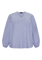 NO. 1 BY OX Stribet bluse Bluser Denim blue pinstripes