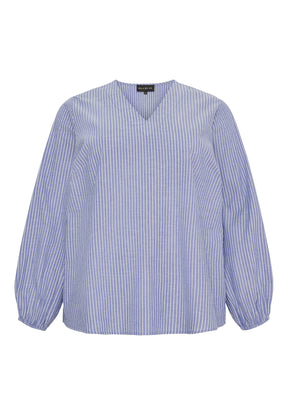 NO. 1 BY OX Stribet bluse Bluser Denim blue pinstripes