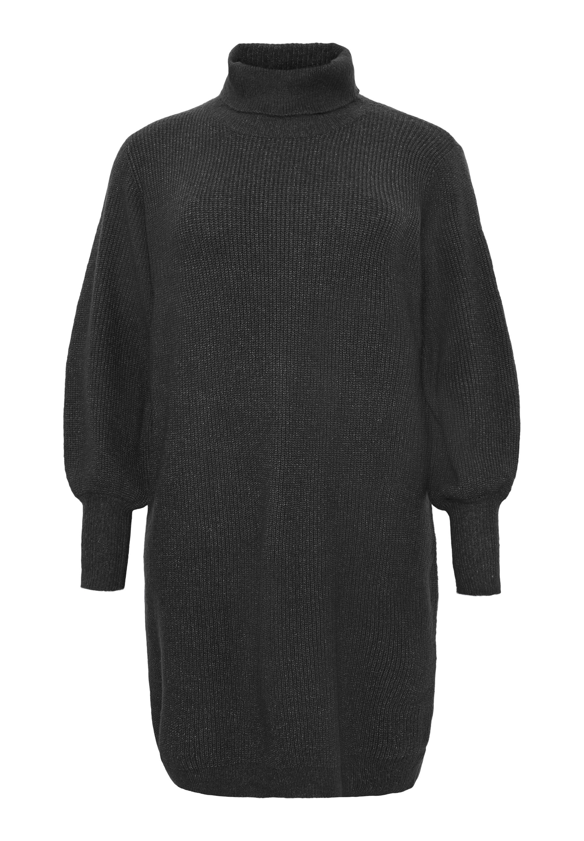 Strikkjole med rullekrave