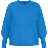 NO. 1 BY OX Striktøje med V-udskæring Sweaters Clear Blue