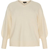 NO. 1 BY OX Striktøje med V-udskæring Sweaters Cream White