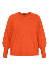 NO. 1 BY OX Striktøje med V-udskæring Sweaters Flower Orange