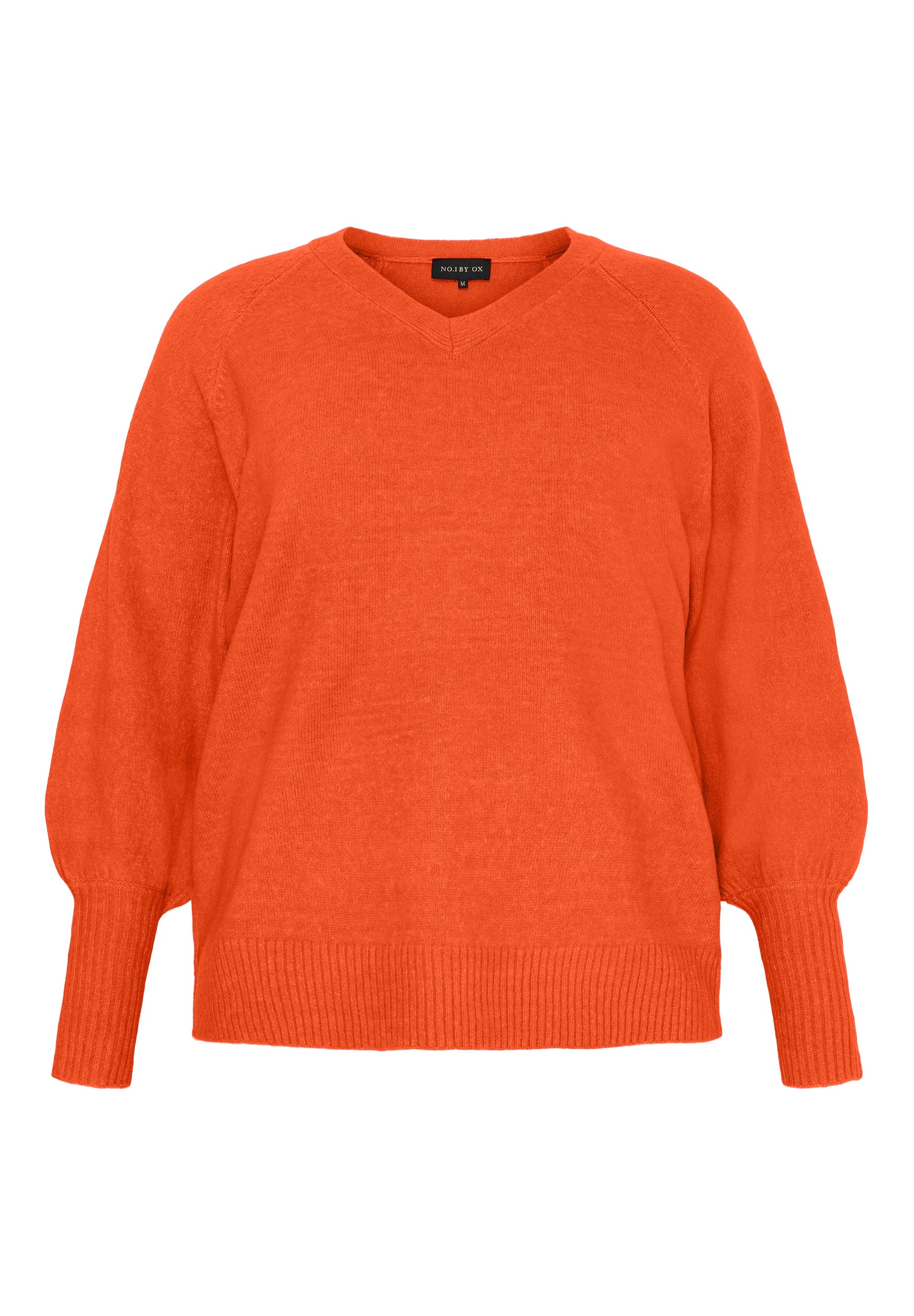 NO. 1 BY OX Striktøje med V-udskæring Sweaters Flower Orange