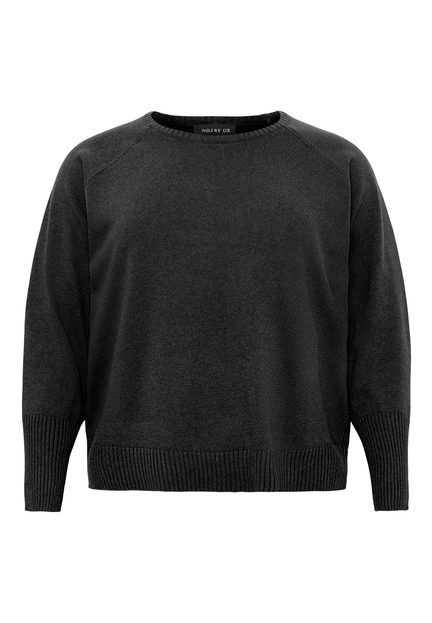 NO. 1 BY OX Striktrøje i bomuld Sweaters Sort