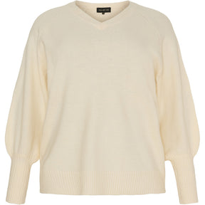 NO. 1 BY OX Striktrøje med V-udskæring Sweaters Cream White