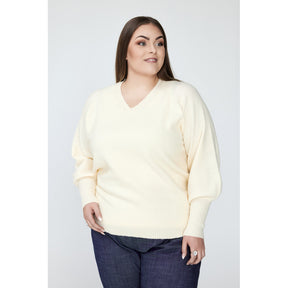 NO. 1 BY OX Striktrøje med V-udskæring Sweaters Cream White