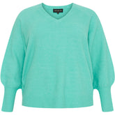 NO. 1 BY OX Striktrøje med V-udskæring Sweaters Turquoise green
