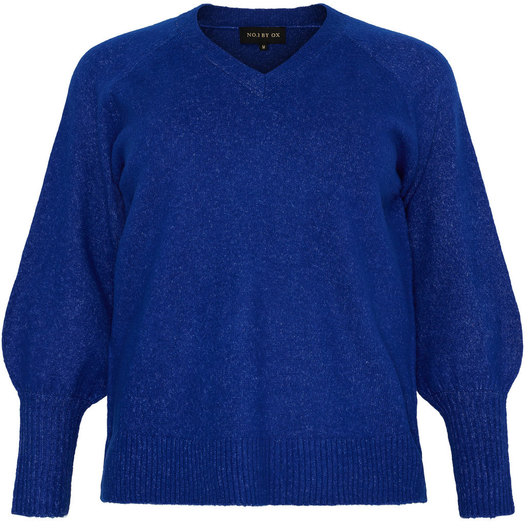 NO. 1 BY OX Striktrøje med V-udskæring Sweaters Dark Cobolt Blue