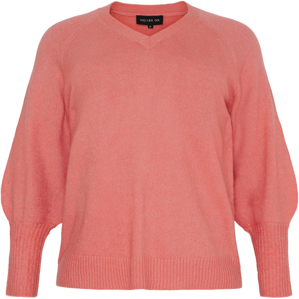NO. 1 BY OX Striktrøje med V-udskæring Sweaters Mermalade Rose