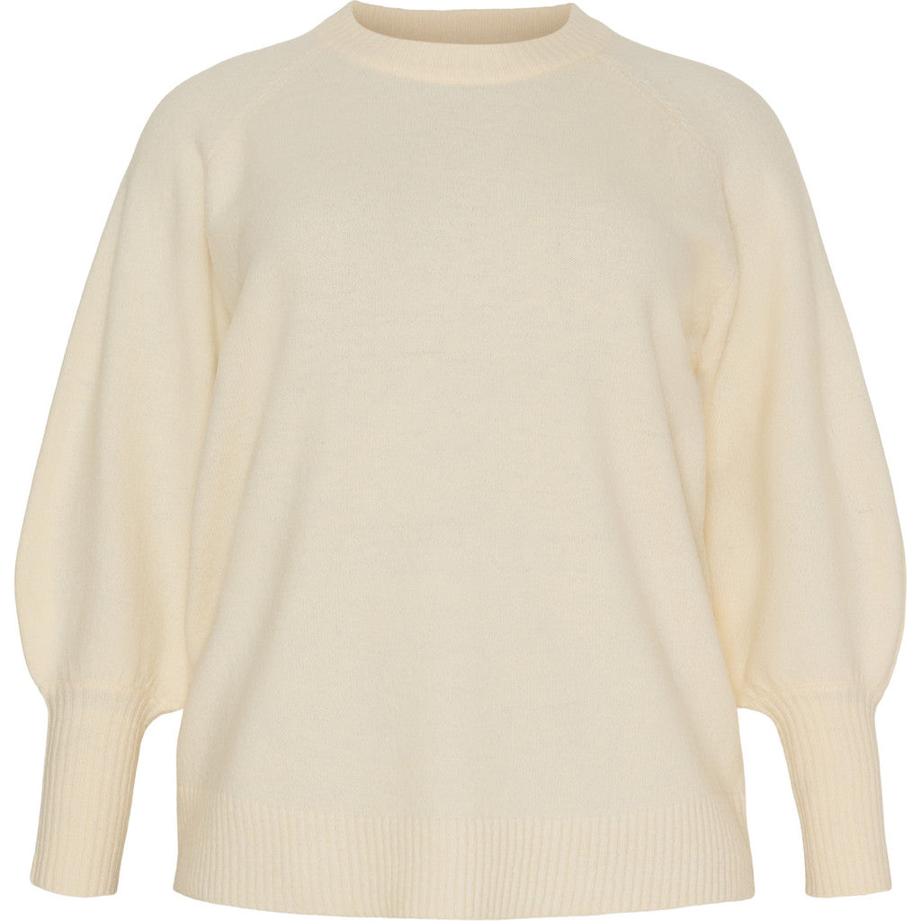 NO. 1 BY OX Striktrøje med ballonærmer Sweaters Cream White