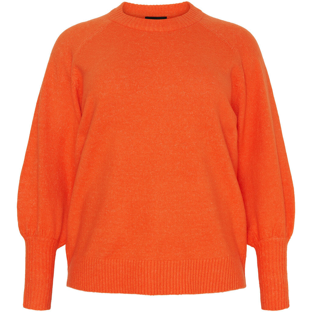 NO. 1 BY OX Striktrøje med ballonærmer Sweaters Flower Orange