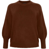 NO. 1 BY OX Striktrøje med ballonærmer Sweaters Mocca Brown