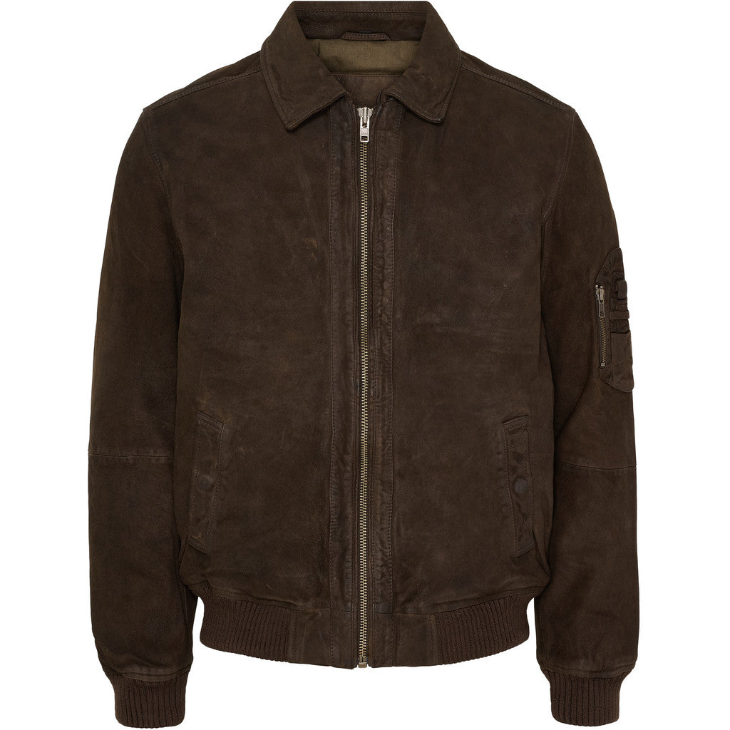 NOTYZ HIM Suede Aviator Jacket Jakker Brown w. Gunmetal acc.