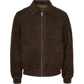 NOTYZ HIM Suede Aviator Jacket Jakker Brown w. Gunmetal acc.