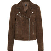 BTFCPH Suede Biker Jacket Jakker Chocolate Brown w. Silver acc.