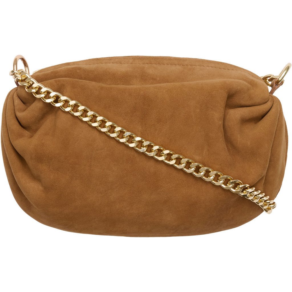 BTFCPH Suede Crossbody Clutch Tasker Caramel w. Light Gold acc.