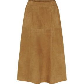 NOTYZ Midi A-shape nederdel i ruskind Nederdele Brun
