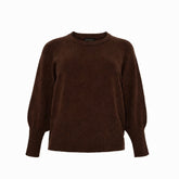 NO. 1 BY OX Sweater O neck w Balloon Sleeves Sweaters Brown Stone