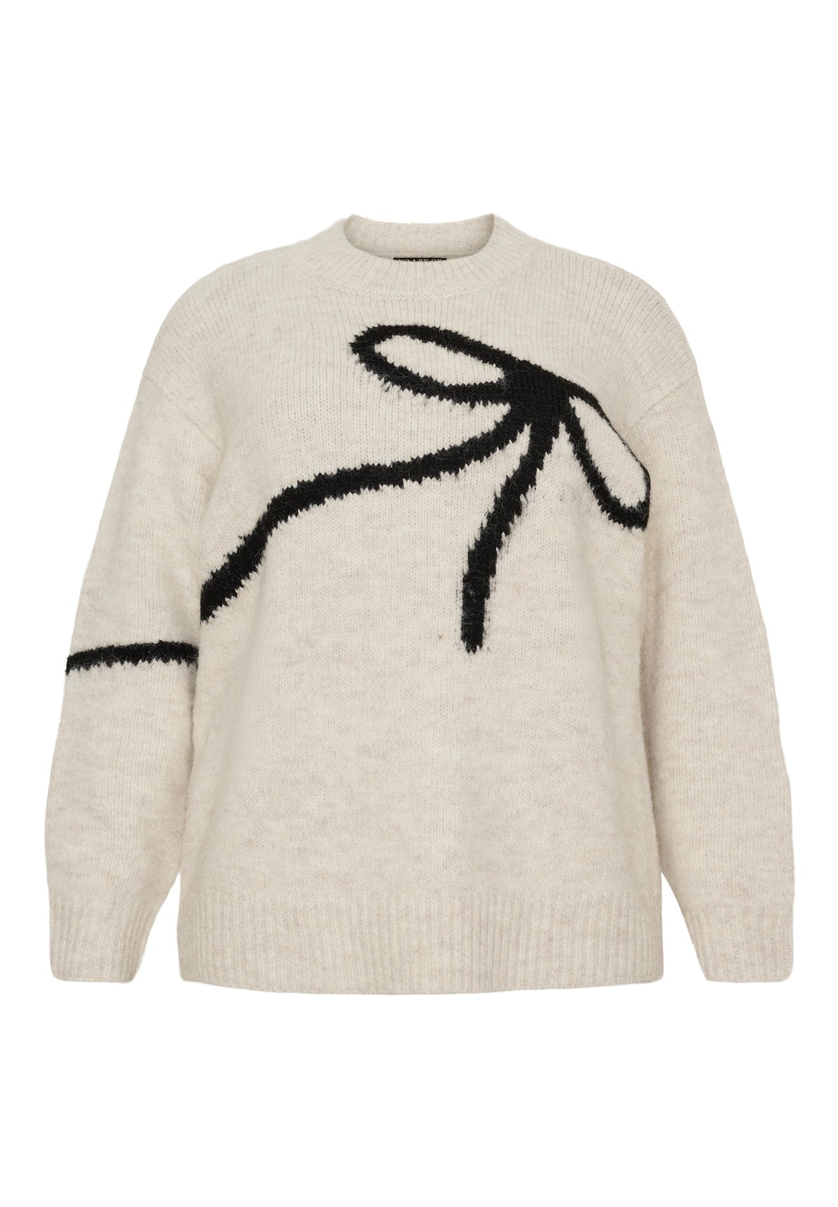 NO. 1 BY OX Sweater med sort sløjfe Sweaters Cream Mélange w Black bow