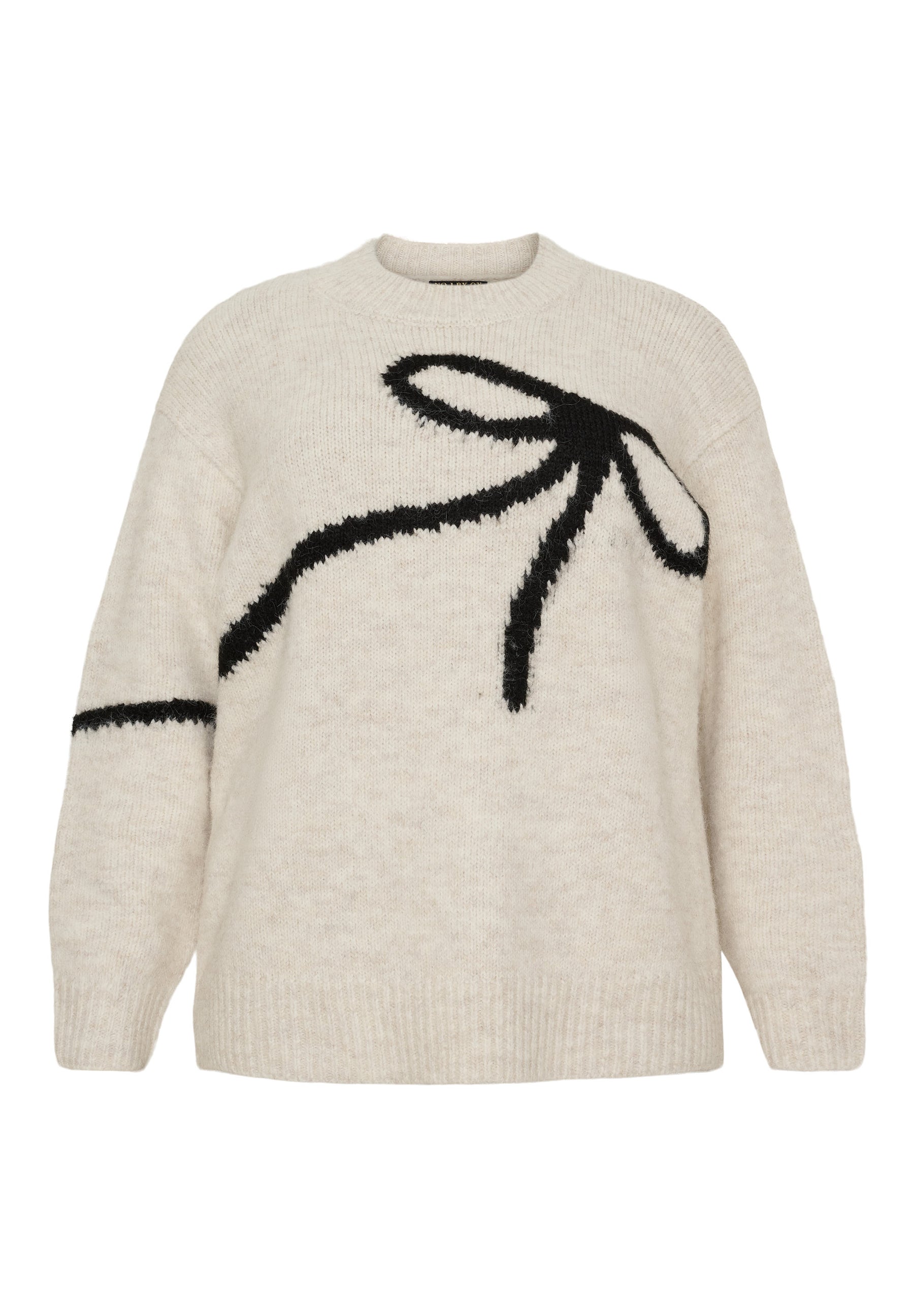 NO. 1 BY OX Sweater med sort sløjfe Sweaters Cream Mélange w Black bow