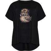 NO. 1 BY OX T-shirt High/Low w batwing (Leo Bird) T-shirts Sort