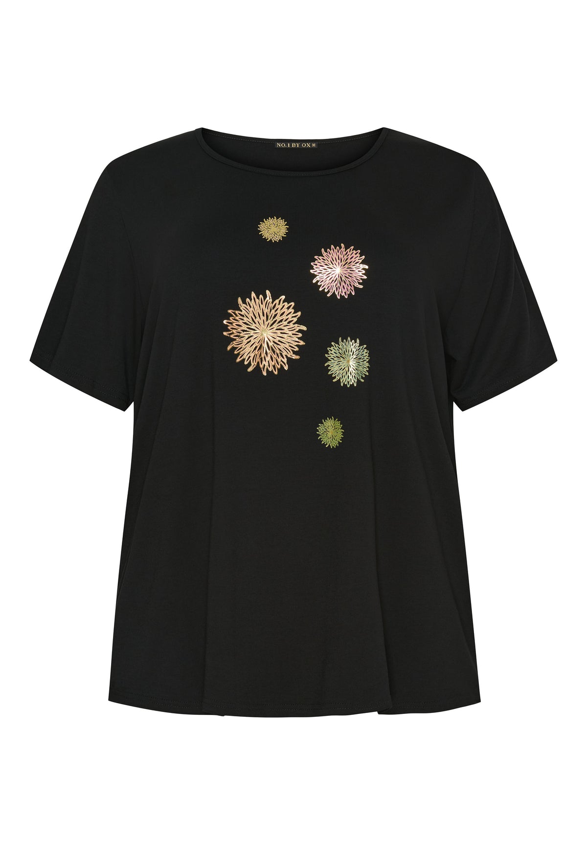 NO. 1 BY OX T-shirt med blomsterprint T-shirts Sort