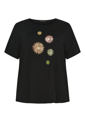 NO. 1 BY OX T-shirt med blomsterprint T-shirts Sort