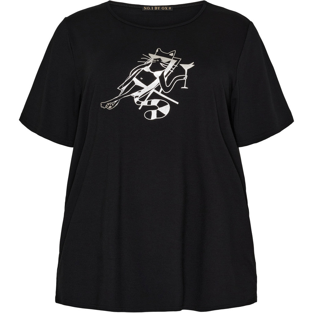 NO. 1 BY OX T-shirt SS (Relaxing cat) T-shirts Sort