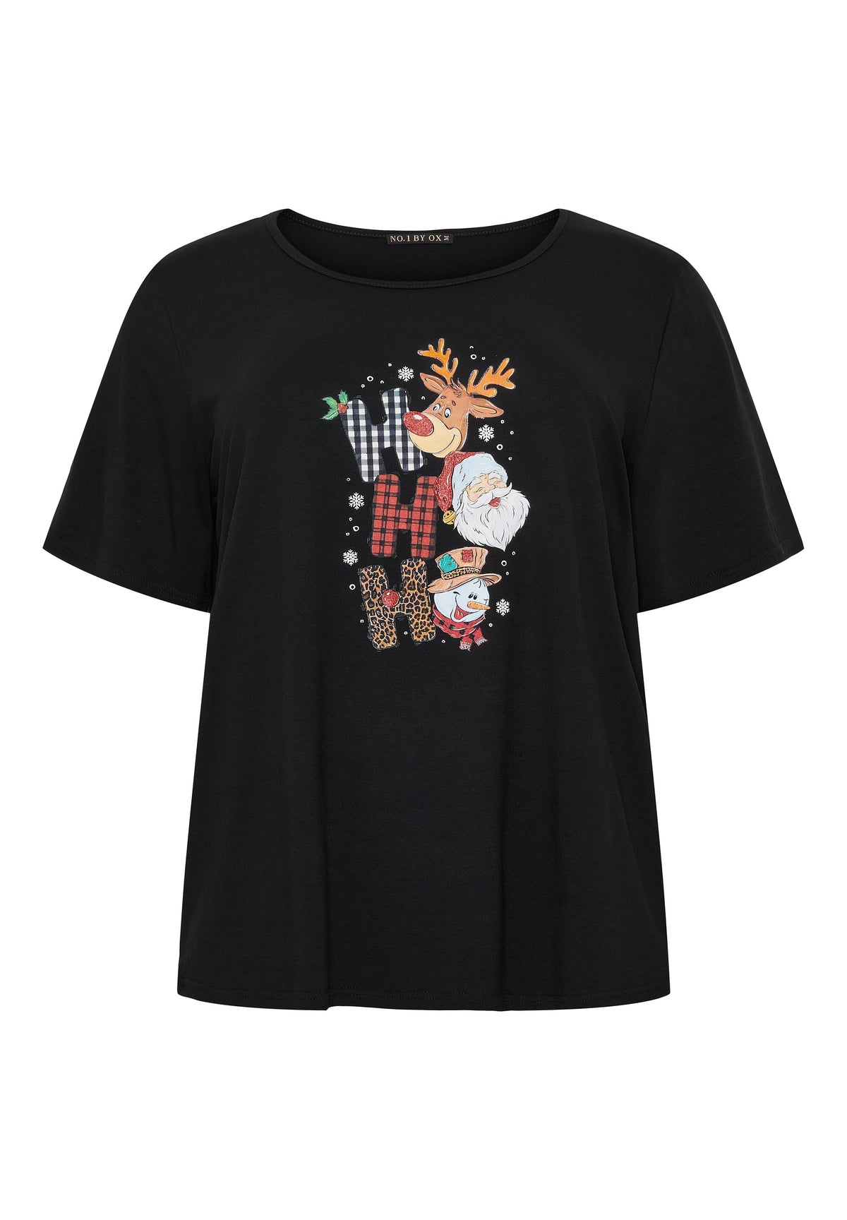 NO. 1 BY OX T-shirt med julemotiv T-shirts Sort