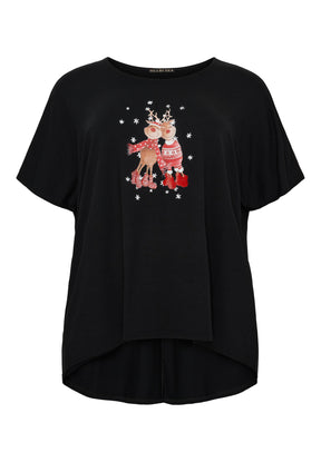NO. 1 BY OX T-shirt med julemotiv T-shirts Sort