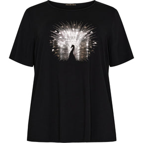 NO. 1 BY OX T-shirt med påfugl T-shirts Sort