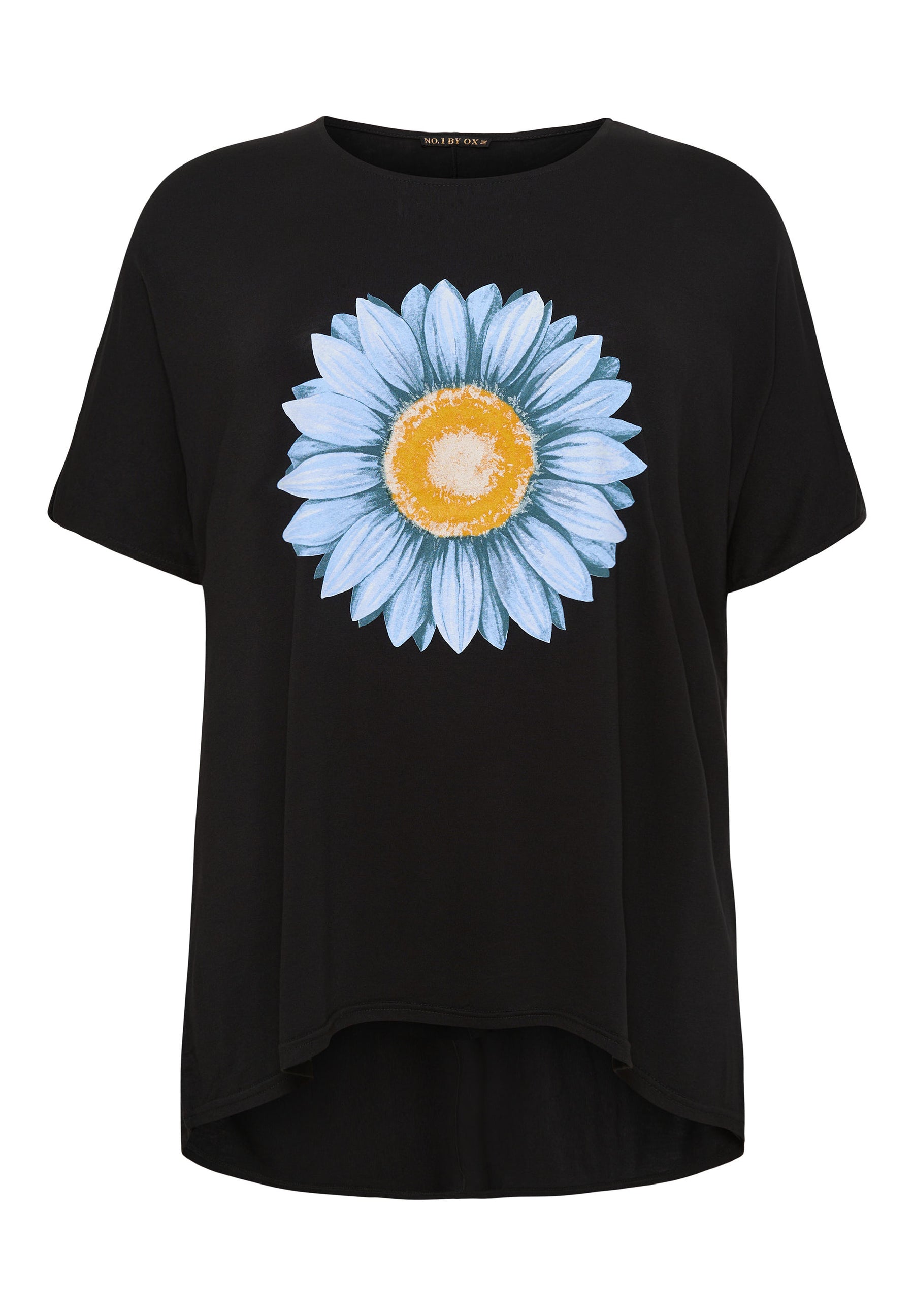 NO. 1 BY OX T-shirt med print af blomst T-shirts Sort
