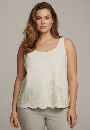 NO. 1 BY OX Top med broderi Tops Beige