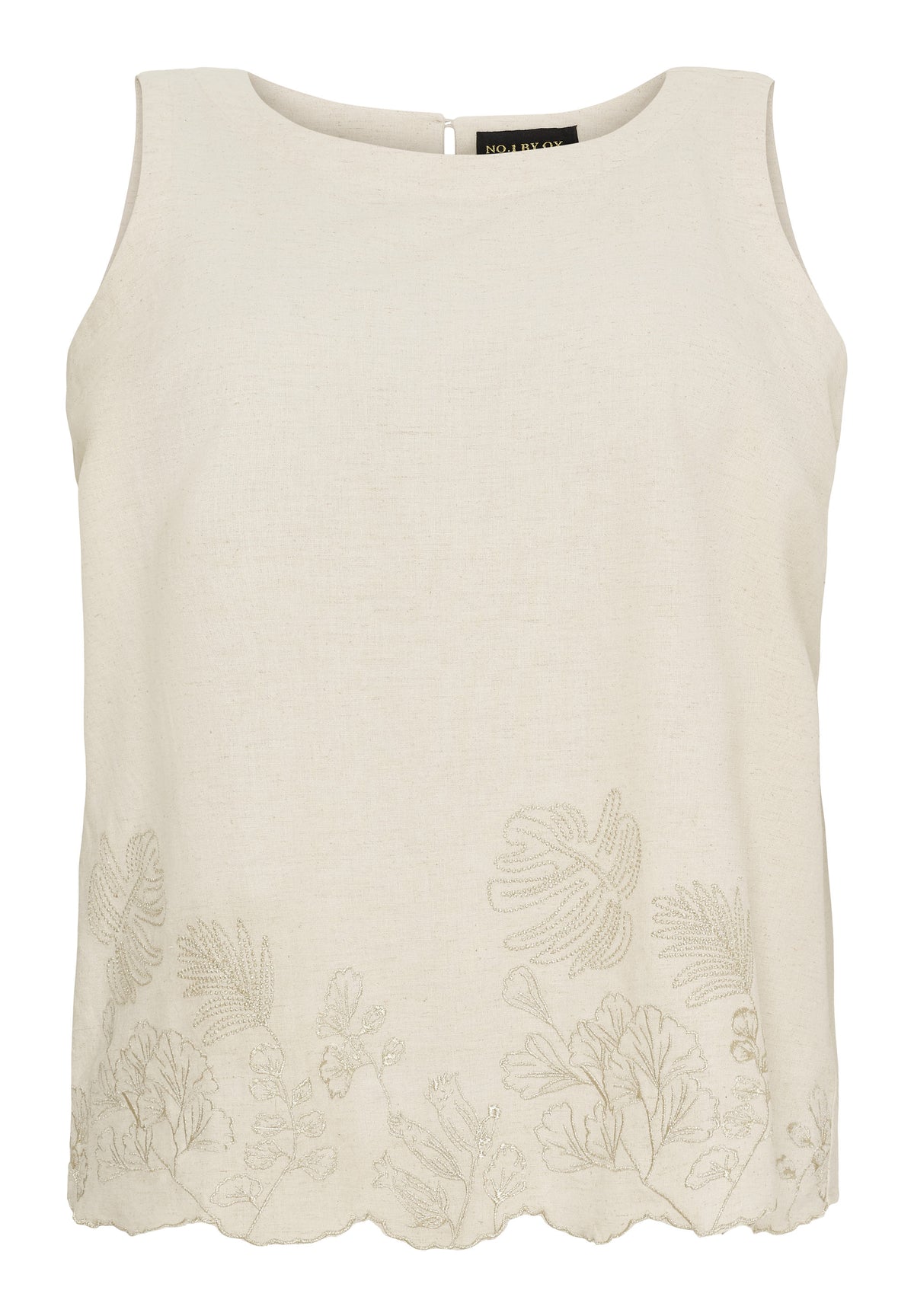 NO. 1 BY OX Top med broderi Tops Beige
