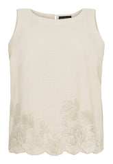 NO. 1 BY OX Top med broderi Tops Beige