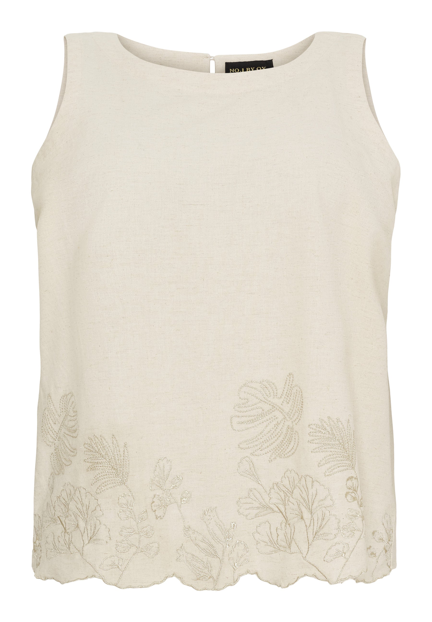 NO. 1 BY OX Top med broderi Tops Beige