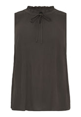 NO. 1 BY OX Top with flair neckline and tie string Tops Dark Tin Grey