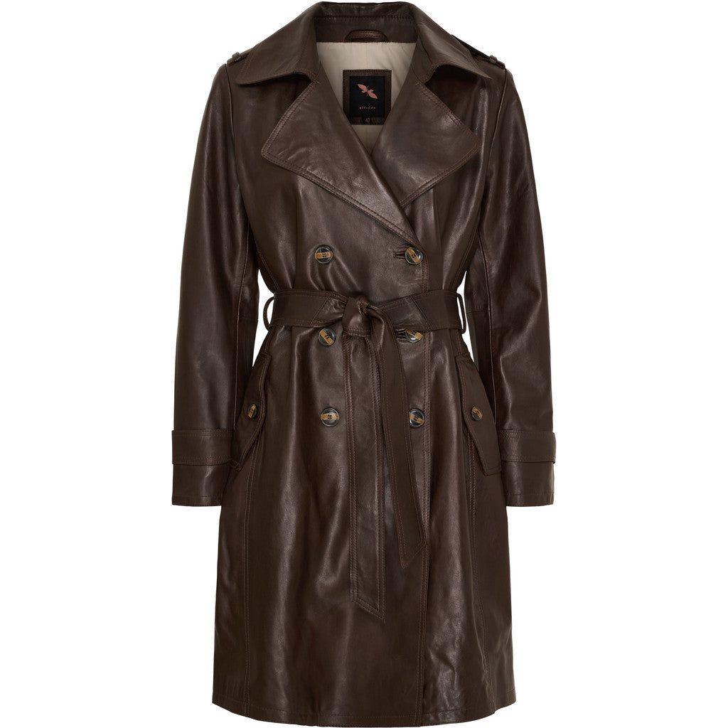 BTFCPH Trenchcoat i læder Jakker Dark Truffle