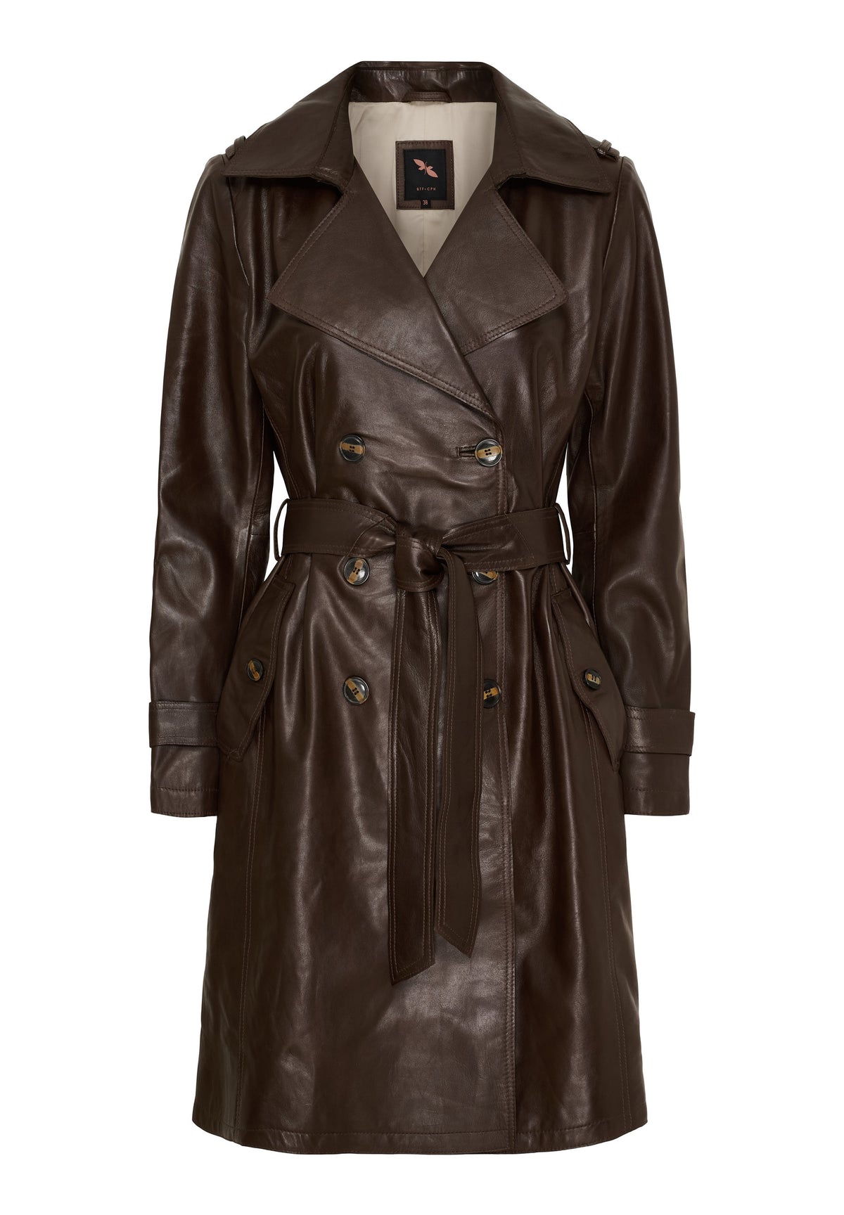 BTFCPH Trenchcoat i læder Jakker Dark Truffle