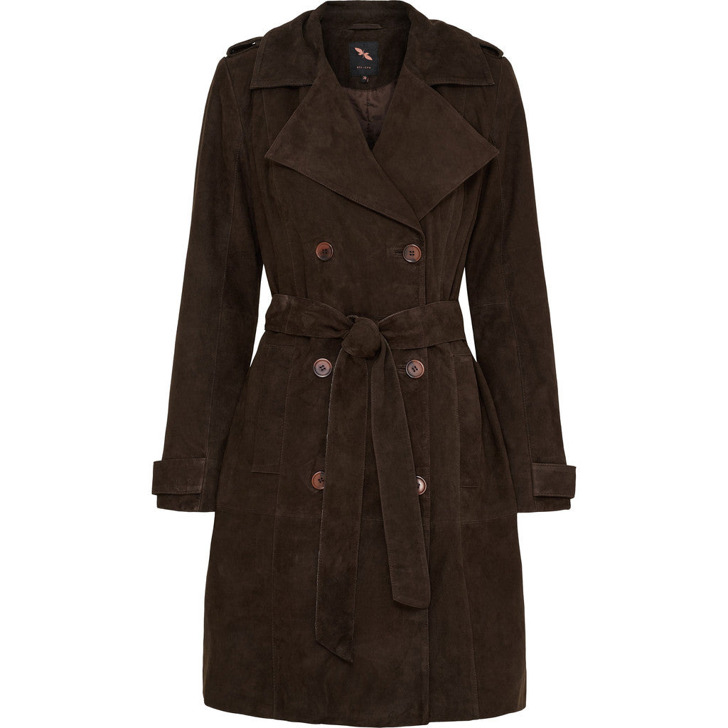 BTFCPH Trenchcoat i ruskind Frakker Dark Chocolate Brown