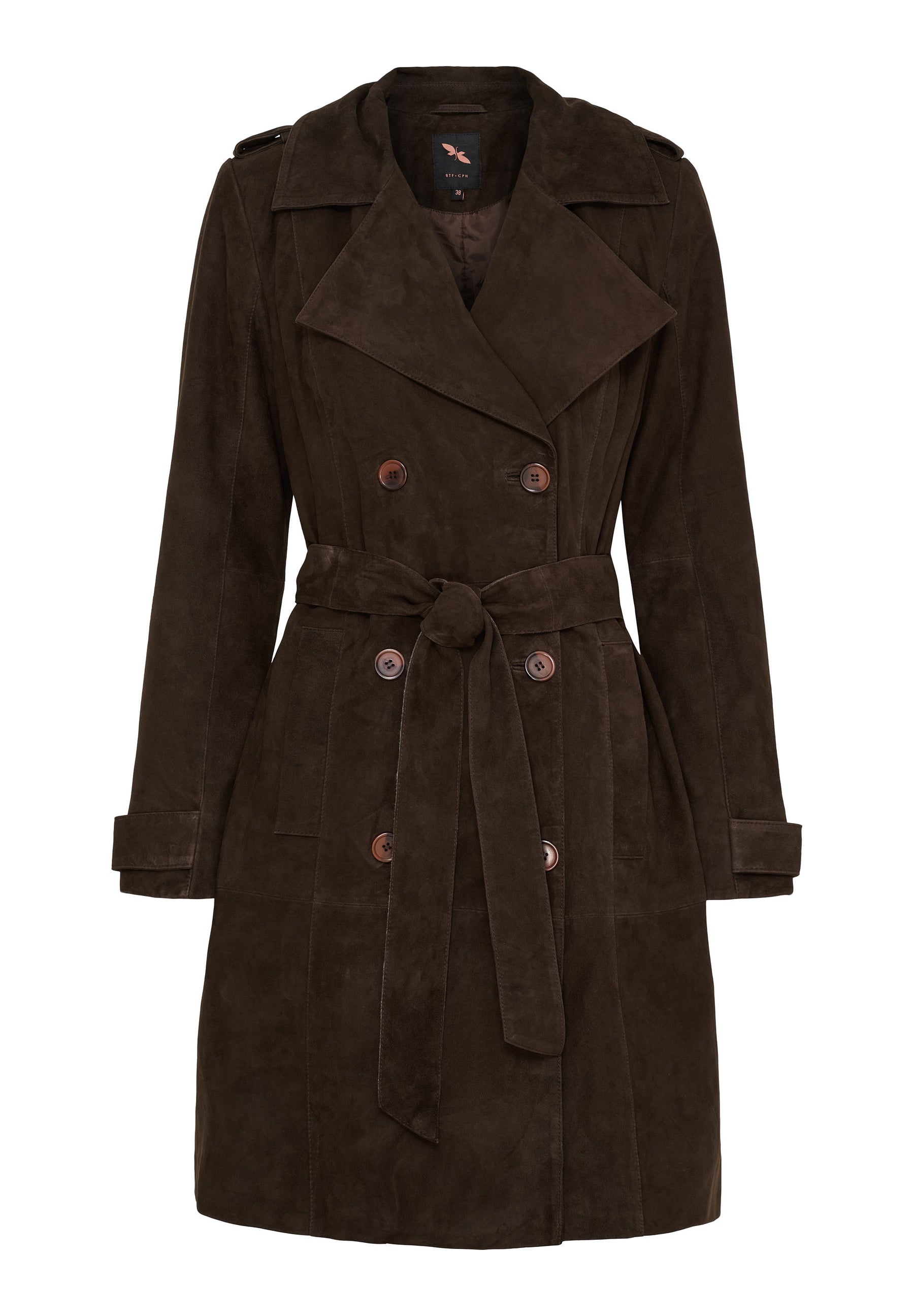 BTFCPH Trenchcoat i ruskind Frakker Dark Chocolate Brown